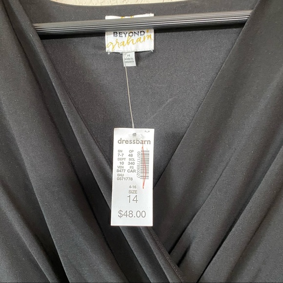 Ashley Graham Beyond Women’s Long Sleeve Black Knee Length V Neck Work Dress 14 - Picture 6 of 7